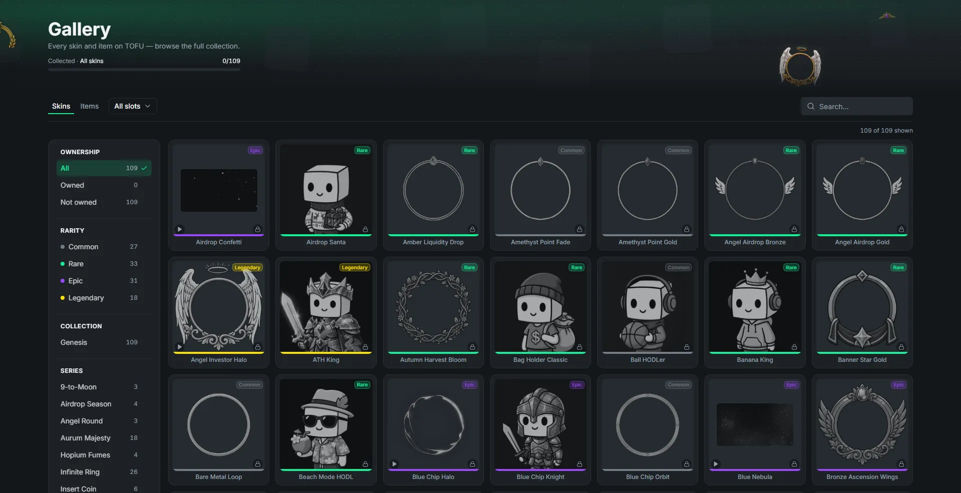 The Gallery — the full cosmetics collection index