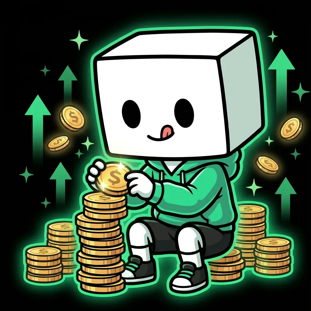 Tofu boy opening a treasure chest illustration